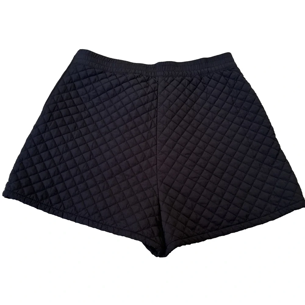 ZARA Women's Sz S Mini Shorts Quilted Black Crossover Pleat Detail High Waist